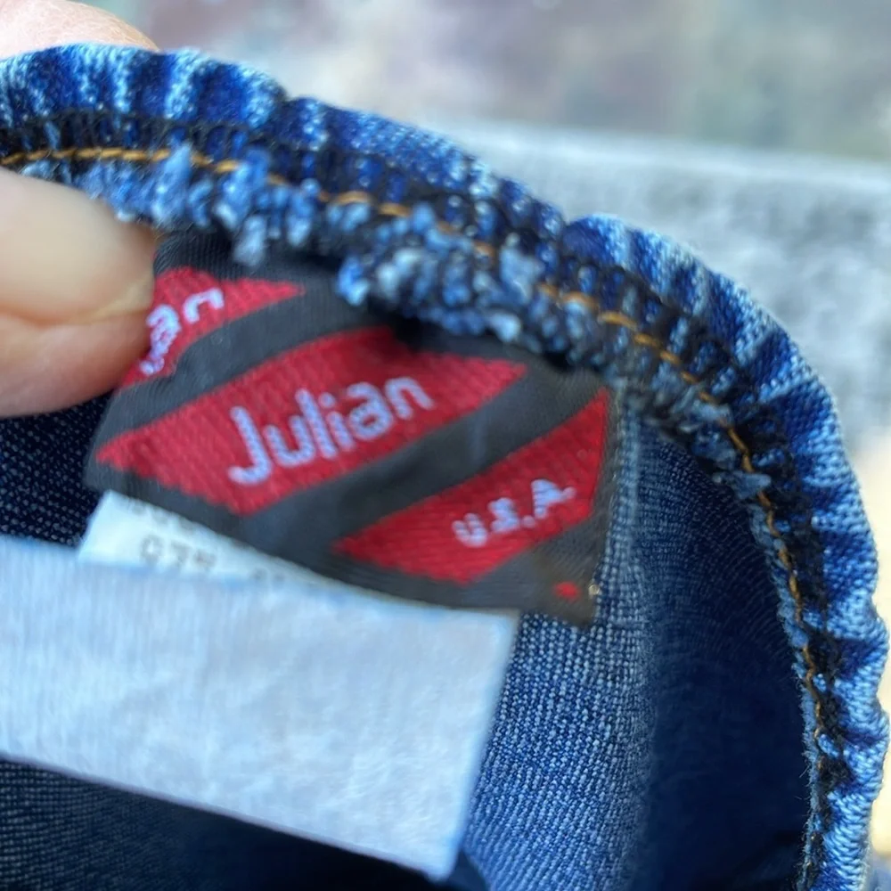 Vintage San Julian strapless denim dress with crochet accent - Picture 6 of 11